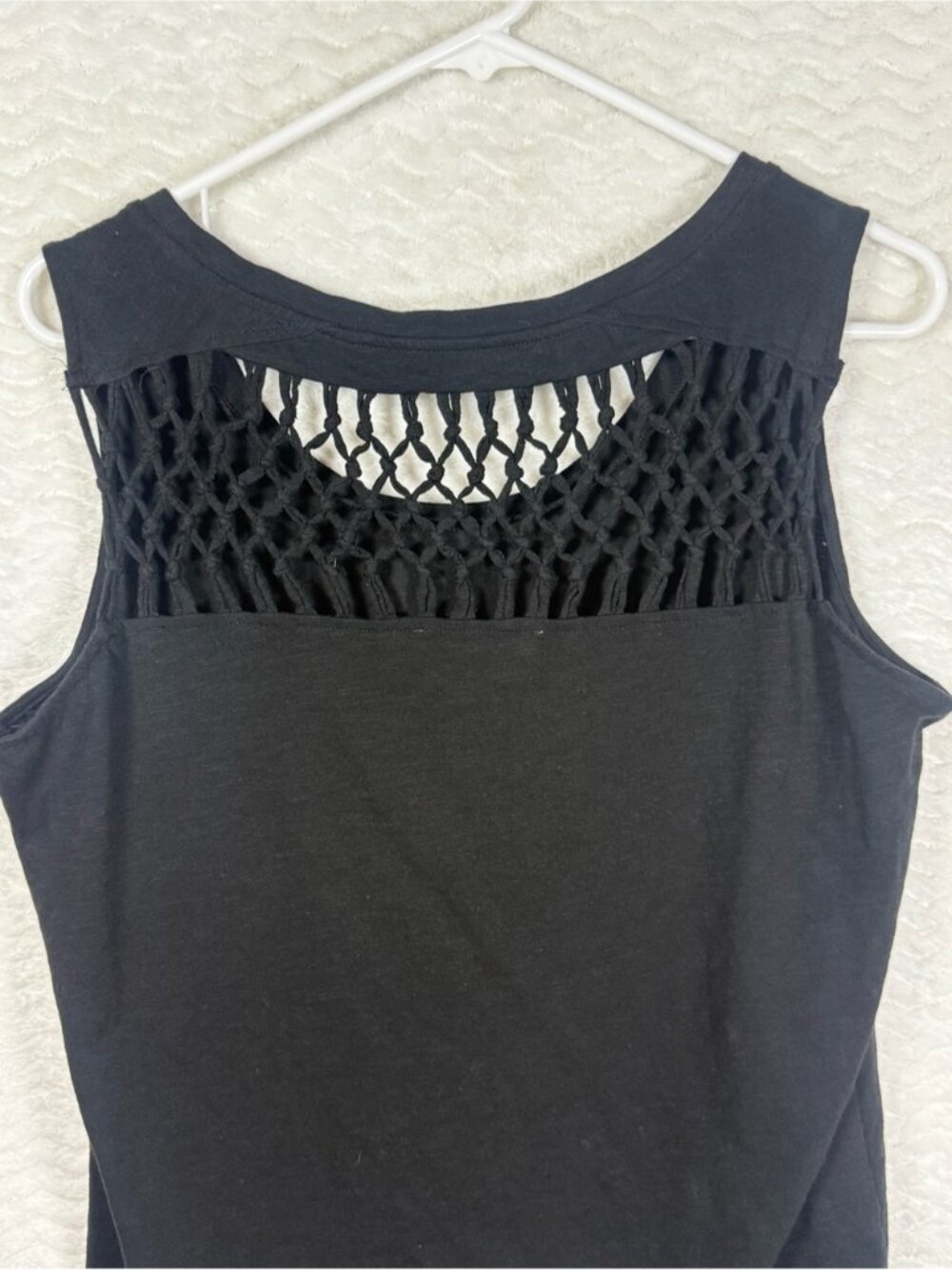 Black Sleeveless Tank with Crochet-Style Back - Picture 2 of 2
